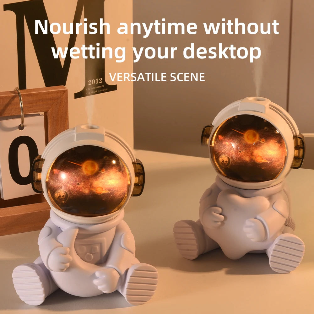 Creative Astronaut Model Humidifier Cotton Swab Air Humidifier Home Quiet USB Rechargeable Home Desktop Gift Star Moon Diffuser