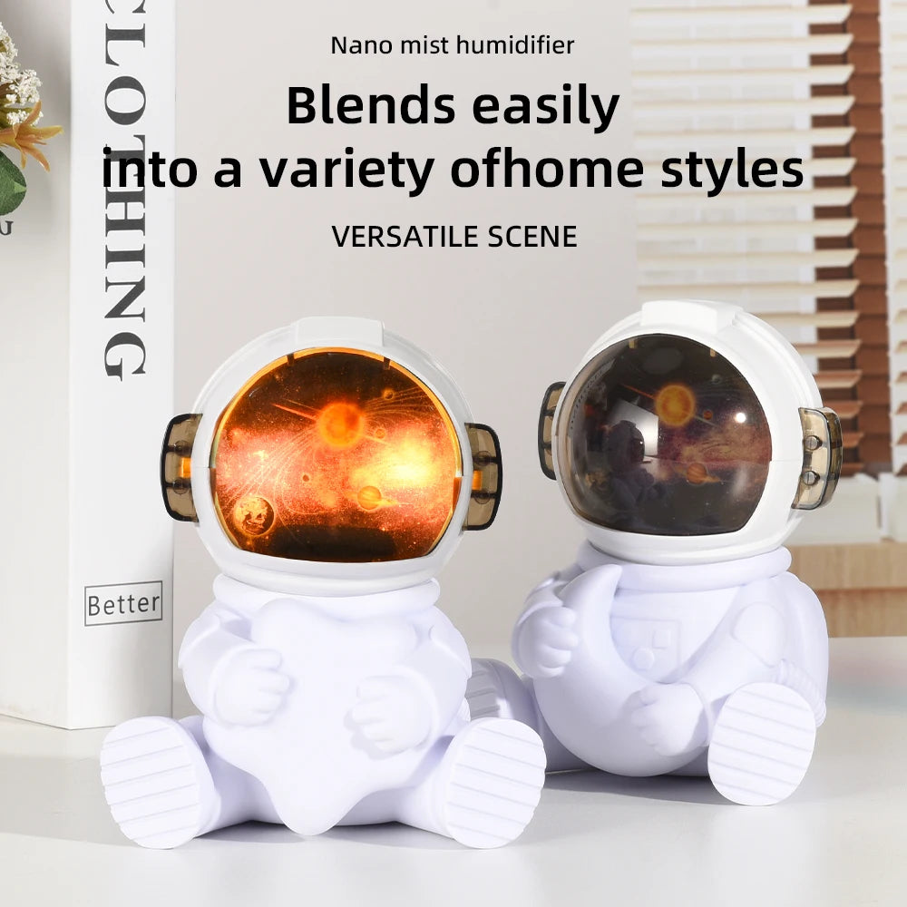 Creative Astronaut Model Humidifier Cotton Swab Air Humidifier Home Quiet USB Rechargeable Home Desktop Gift Star Moon Diffuser